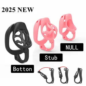Baru kait melengkung dan lingkaran cincin Chastity kandang kecil ABS perangkat Chastity dengan 4 ukuran cincin penis Sissy SM kunci mainan seks untuk pria Gay - Product Image 2