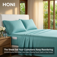 HONI Lot de 4 pièces de literie en gros avec housse de couette respirante, rafraîchissante et infroissable, certifiée OEKO-TEX, Global Source D