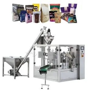 High speed 8 station Rotary Premade bagging system/powder filling sealing packaging machine for zipper stand up pouch bags