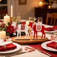 Figurine de renne de Noël en bois, décoration de table, faite à la main, pour cheminée, étagère, ornement d'hiver style ferme, cadeau