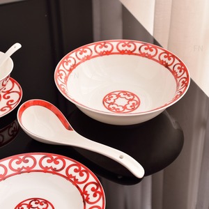 Juego de Vajilla de Cerámica Vintage de 32 Piezas para 6 Personas, Platos de Porcelana Negra, Tazones para Sopa, Cucharas, Logotipo Personalizado, Disponible en Stock - Product Image 4