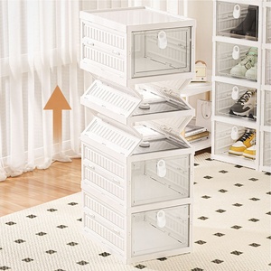 <strong>Foldable</strong> Dustproof Plastic <strong>Shoe</strong> Storage Box Integrated <strong>Shoe</strong> Cabinet No Installation Required Stackable <strong>Rack</strong> for Household Usage - Product Image 4