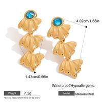 Boucles d'oreilles pendantes Gaovo en acier inoxydable plaqué or, motif feuille rétro, avec pampilles et pierre bleue, bijoux de mode pour femme, usage quotidien