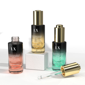 Cylindre vert personnalisé de 30ml 50ml flacon compte-gouttes bouteille de sérum vide en verre à col plat de 30ml vente de gros - Product Image 2