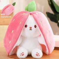 Peluche Lapin Berry en Polyester, Jouet en Peluche Super Doux Transformable en Lapin Carotte, Coton PP pour Filles, Vente en Gros