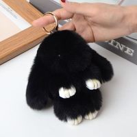 Porte-clés pompon en fourrure de vison douce et mignonne de 15 cm, pendentif de sac en peluche moelleux pour couples, porte-clés de voiture doux