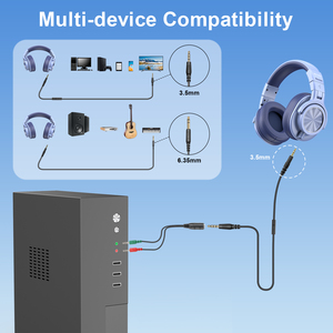 Audífonos de Estudio con Cable de 3.5mm y 6.35mm, Color Azul, para Amplificador, Grabación en Computadora, Podcast, Teclado, Venta al Por Mayor - Product Image 4