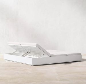 Manufacturer Pool Beach Chaise White Aluminum Garden Loungers Dual-adjustable Sun <b>Bed</b> - Product Image 1