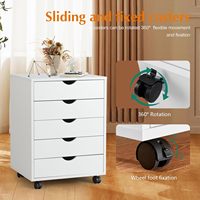 Classeur de bureau en bois à 5 tiroirs-rangement de bureau mobile, bureau d'imprimante de stockage vertical pour les bureaux à domicile