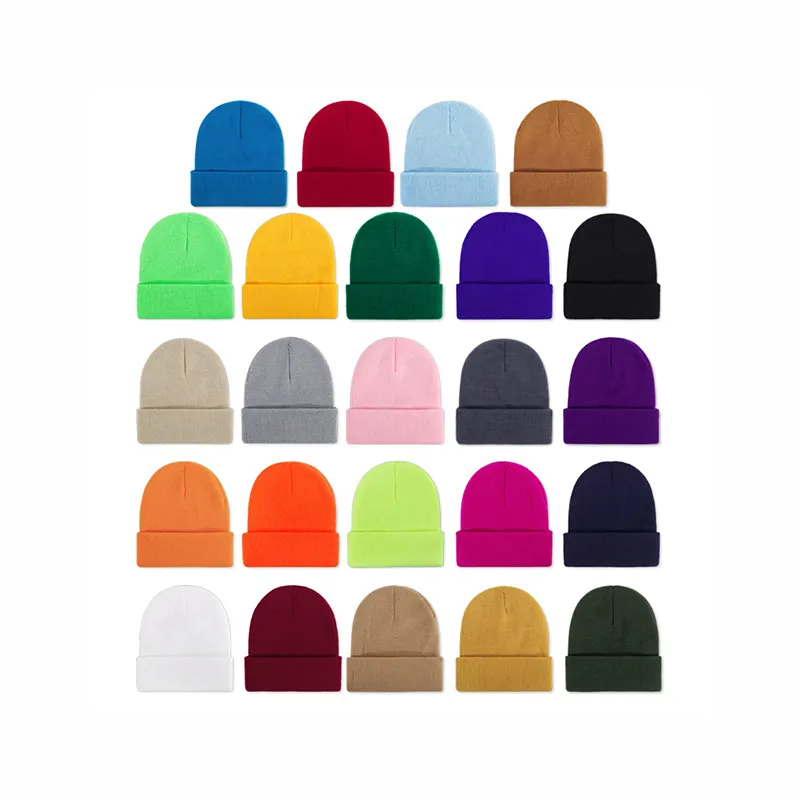 2022 New Fashion Autumn Winter Hat Keep Warm Candy Colors Acrylic Woolen Cap Knitted Caps For Women, Men