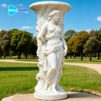 Pot de fleurs sur mesure, fait main, sculpté à la main, de style grec traditionnel, en marbre, de grande taille, pour l'extérieur, les temples et les jardins