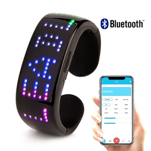 Bracelet de dents bleu avec éclairage LED RGB, <span class=keywords><strong>Programmable</strong></span>, connecté par application, Rechargeable USB, sécurité nocturne, dernier modèle, - Product Image 2