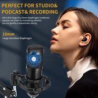Micrófono de Condensador Profesional con Cancelación de Ruido, Hipercardioide, Cableado, de Metal ABS, USB, para Grabación en Estudio Casero, Juegos, YouTube, PC