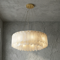 Lustre suspendu moderne en marbre et laiton bronze, luminaire rond pour villa, salon, cascade de pierres alabastres, lustre à étages en laiton