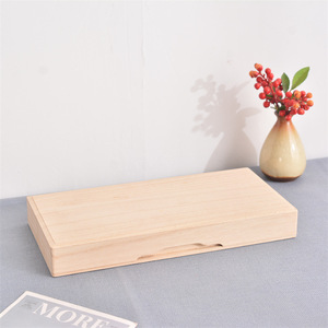 Caja rectangular de madera personalizada con tapa superior e inferior, caja para guardar postales, color madera natural, caja de madera exquisitamente elaborada. - Product Image 1