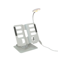 Nouveauté 2025 Support pour ordinateur portable et livre ergonomique réglable en hauteur en métal avec rotation à 360 degrés, port USB et lumière