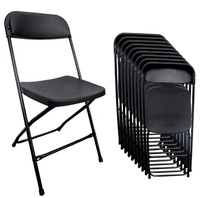 Chaise pliante en plastique PP pour événements, réunions, mariages, fêtes, extérieur, en métal blanc et noir, pas cher