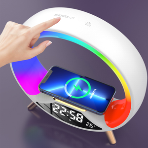 Altavoz de Música, Cargador Inalámbrico, Lámpara de Noche LED, Reloj Despertador, Luz de Escritorio, Luz Ambiental de Ambiente, Lámpara de Mesa LED RGB Regulable - Product Image 2