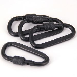 Custom Logo Black Durable Safety <b>Spring</b> Hook Screw Gate Aluminum D Shaped Carabiner <b>Clips</b> for Promotional Giveaway - Product Image 6