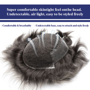 วิกผมผู้ชาย Quantum 6 Series แบบผมแท้ Remy ลอนธรรมชาติ ผมอินเดีย เนื้อผม 38 มม. ผูกด้วยมือ 100% ไร้รอยต่อ ฐานลูกไม้ PU - Product Image 5