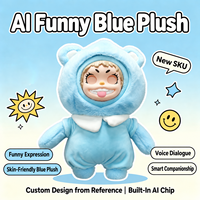 Peluche interactive PG44 AI : Personnage bleu amusant avec compagnie IA, changement de rôle, contrôle tactile, histoires, musique et OTA