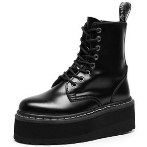 Botas cortas estilo británico con cremallera lateral - botas de trabajo ligeras con suela gruesa y elevada - Product Image 5