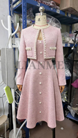 LM A265 Ensemble Manteau d'Hiver Femme Tendance, Costume Robe Courte Ajustée Élégante et Chaude, Hauts Longs – Collection Habillée Coupe Slim Ultra Tendance