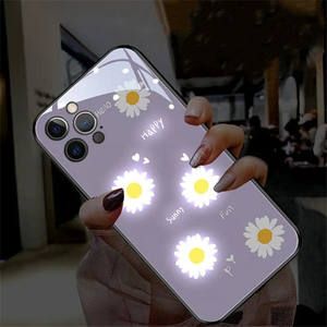 <span class=keywords><strong>Coque</strong></span> arrière en verre trempé avec motif de fleurs de marguerite violettes pour <span class=keywords><strong>iPhone</strong></span> 12 Mini 11 Pro 7 7 8 Plus X XS Max SE - Product Image 1