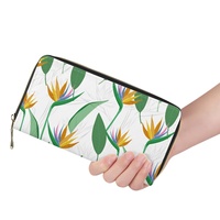 Fournisseur personnalisé Aloha Hawaiian Bird of Paradise Prints Porte-cartes en cuir Pu Portefeuille imprimé à la demande Portefeuille en cuir de mode
