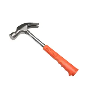Professional Household Different Type 8oz 16oz One-piece Sledge Tools Claw Hammer Chrome Tube Red Rubber Pvc Handle