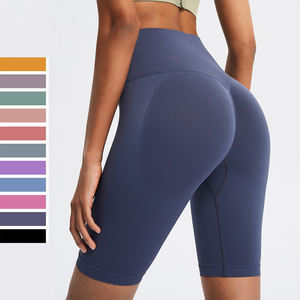 SHINBENE 8 "da donna senza cuciture fino al ginocchio a vita alta da Fitness con scricchiolatura da corsa per Yoga pantaloncini - Product Image 1