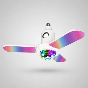 Ampoule LED musicale pliable SHIZI, 3 pales, haut-parleur, lumière disco, changement de couleur RVB, E27 E26, lampe de plafond intelligente OEM - Product Image 2