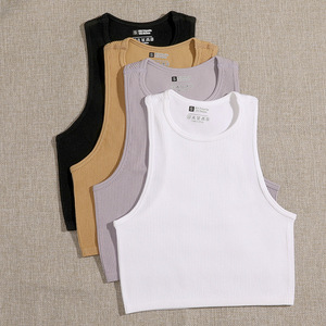 เสื้อกล้ามครอปผู้หญิงราคาถูก ผ้าเรียบ ไร้ตะเข็บ สไตล์สตรีทแวร์ ยืดหยุ่น ทรงรัดรูป ผ้าถักแบบเรียบง่าย ไม่มีแขน เสื้อยืดทรงบลาวส์ - Product Image 3