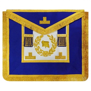 BAHOO EMBROIDERS Regalia Masónica para Grandes Oficiales, Delantal de Registrador de Vestimenta Completa con Flecos Dorados y Logotipo Bordado a Mano - Product Image 1