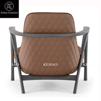 Chaise longue moderne du milieu du siècle en bois massif noir en similicuir Fauteuil rembourré au design scandinave