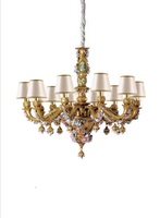 Lustre moderne en métal avec abat-jour en tissu décoratif de luxe personnalisable pour hôtel, villa, restaurant