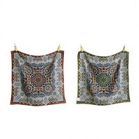 Écharpe en soie et laine pour femme, carrée 65 cm, style Old Money, châle chauffe-cou d'hiver, cadeau pour femme