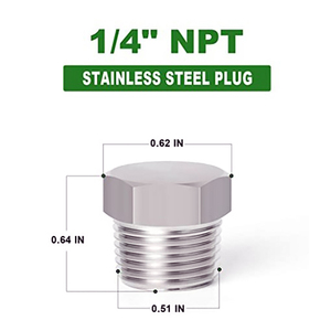ข้อต่อปลั๊กท่อหกเหลี่ยมสแตนเลสแบบเกลียว 3/8 NPT 1/2 NPT 1/4 NPT 1/8 NPT ชนิดตัวผู้ - Product Image 6