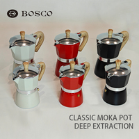 Induction 3Cup 150 Ml 6Cup 300 ML Stovetop Espresso Klasik Italia Aluminium Kopi Dengan Pegangan Sentuhan Lembut