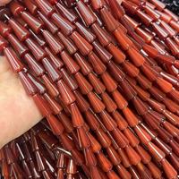 Perles en pierre naturelle d'agate rouge foncé, forme de cône pointu, 8x16mm, pour sacs, vêtements, chaussures, accessoires de mode, fabrication de bijoux, 25 pièces/str