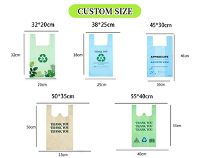 Eco Friendly Customized Logo Thank You Biodegradable Vest <strong>Bags</strong> Plastic Packaging for Supermarket and <strong>Grocery</strong> T-Shirt <strong>Bags</strong> - Product Image 2