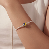 Breloque de volley-ball plaquée argent avec émail bleu, blanc et jaune, bijou unisexe, cadeau, style décontracté et sportif