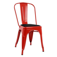Chaises de salle à manger empilables avec coussin moelleux pour la maison, l'hôtel, le bureau et l'extérieur – Style industriel moderne en fer
