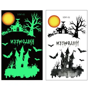 Halloween Children's Cartoon Nightlight Tattoo In Stock Waterproof Party Activity Glow In The Dark Tattoo Sticker Pumpkin Lamp