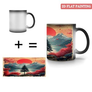 Taza Blanca de Cerámica de 11 oz, Taza Mágica que Cambia de Color con el Calor, Diseño de Pintura Plana 2D - Product Image 4