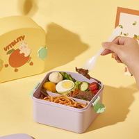 Boîte à lunch personnalisée pour enfants, conteneur à collation scolaire, boîte de voyage portable en plastique à trois niveaux, micro-ondable, capacité 1-3L