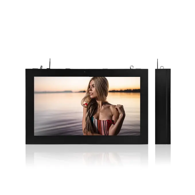 Reprodutor LCD para publicidade em rede de todos os climas, montagem em parede, sinalização digital externa de 49 polegadas, alto brilho, 2.000 lêndeas