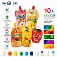 Pochette Doypack alimentaire de 250 ml avec bec verseur et bouchon à vis, personnalisable pour jus de mangue