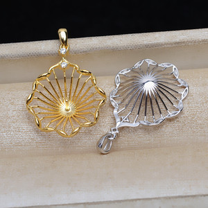 S925 Silver Pendant Base DIY Pearl Accessory Holder for 12-14 Inch Jewelry <b>Concealer</b> Bottom Holder Empty Semi-Finished Product - Product Image 3