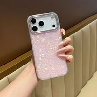 Coque de téléphone antichoc IMD avec cadre diamanté tendance, placage dégradé mat et dos brillant pour iPhone 17 16 15 14 Pro Max Plus